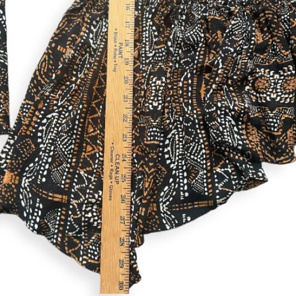 Free People Women's Long Sleeve Black And Brown Dotted V-Neck Blouse Size M - Picture 6 of 7